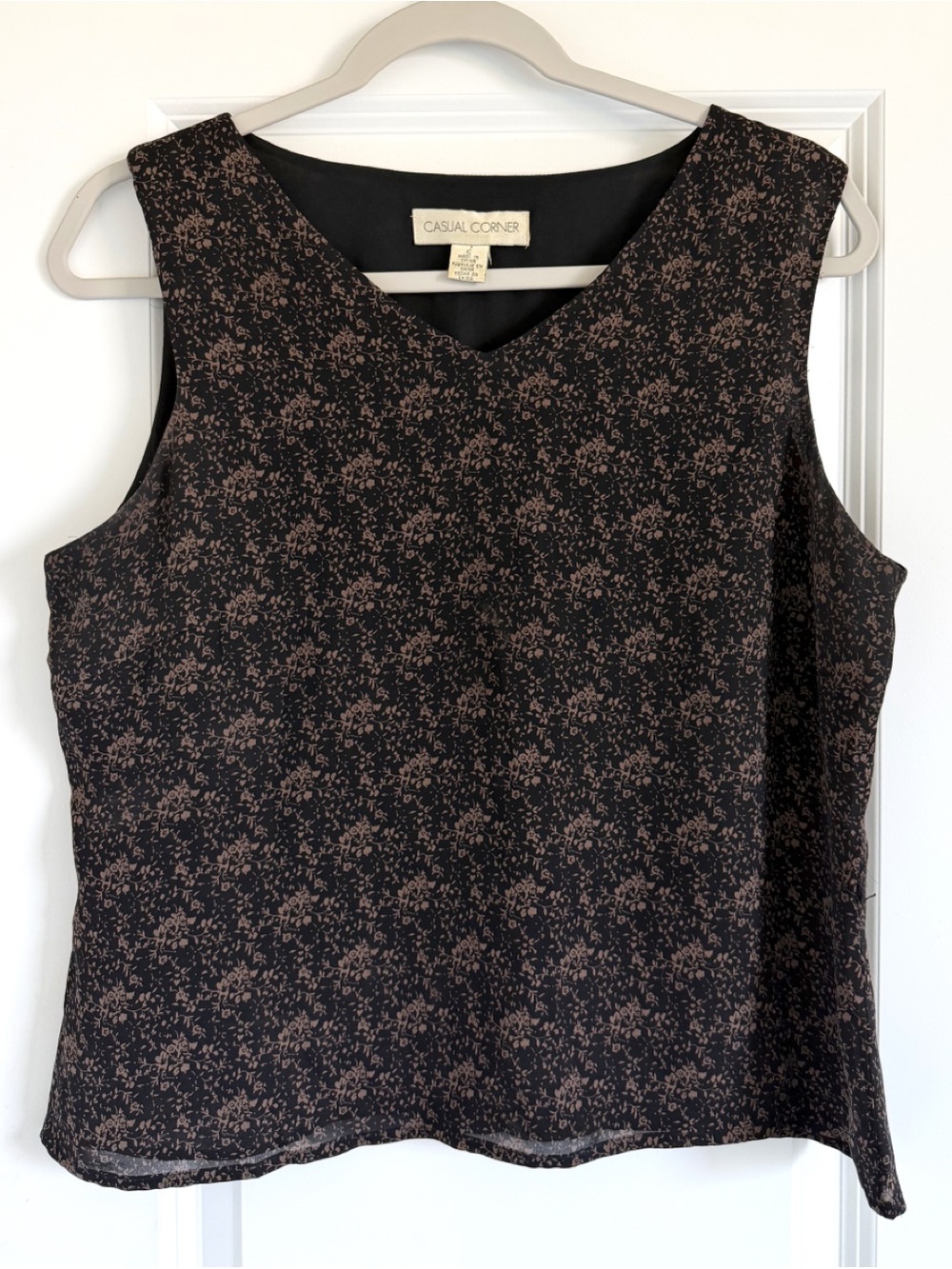Vintage 1990s Casual Corner 100% Silk Floral Overlay Top